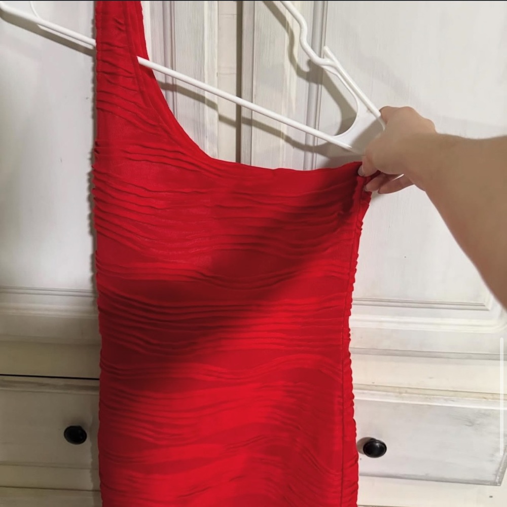 Vibrant Red Textured Dress